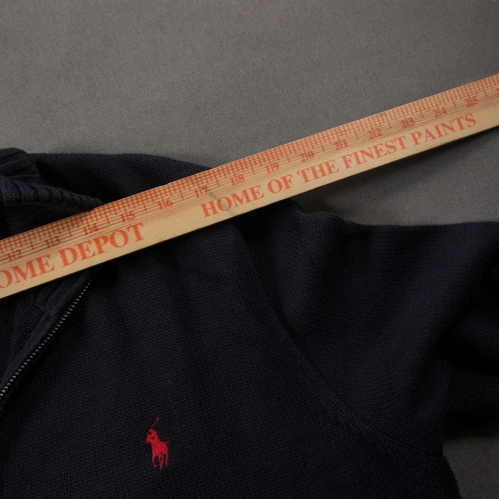 Polo Ralph Lauren Knit 1/4 Zip Mock Neck Men Sweater L Navy Nautical Prep Y2K